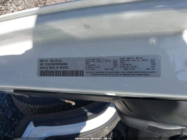 Aukcja sprzedaży 2025 Ram Promaster 1500 Tradesman Low Roof 136 Wb W/pass Seat, vin: 3C6LRVAGXSE528464, numer aukcji: 45419132