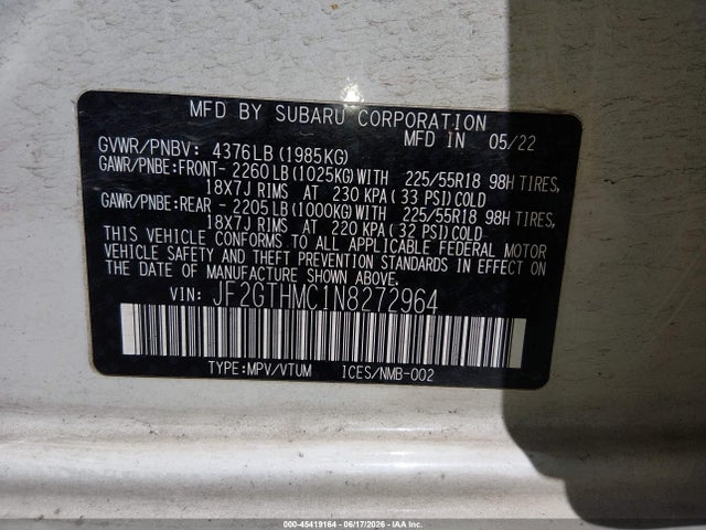 Subaru Crosstrek Limited 2022 JF2GTHMC1N8272964 Image 9
