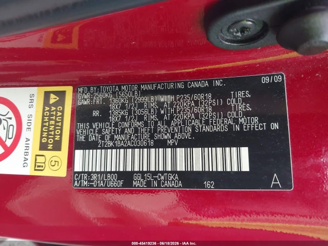 Aukcja sprzedaży 2010 Lexus Rx 350 Base (a6), vin: 2T2BK1BA2AC030618, numer aukcji: 45419236