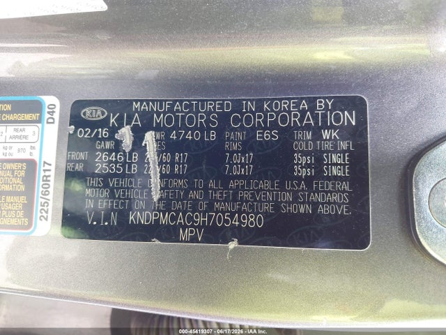 KIA Sportage Lx 2017 KNDPMCAC9H7054980 Image 9