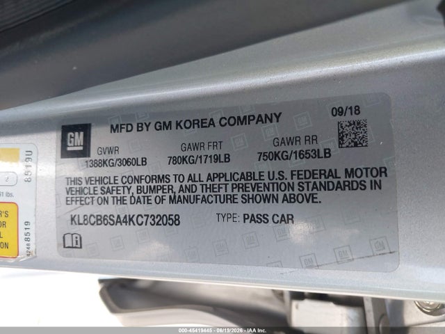 Chevrolet Spark Ls Cvt 2019 KL8CB6SA4KC732058 Image 9