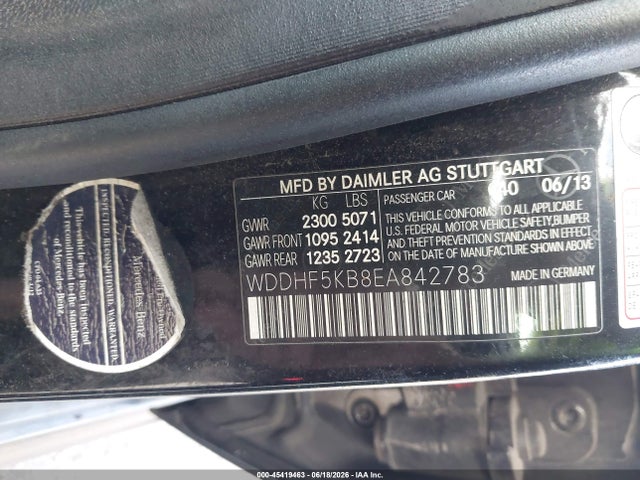 Aukcja sprzedaży 2014 Mercedes-benz E 350, vin: WDDHF5KB8EA842783, numer aukcji: 45419463