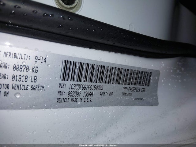 Dodge DART SXT 2015 1C3CDFBB7FD150289 Image 9