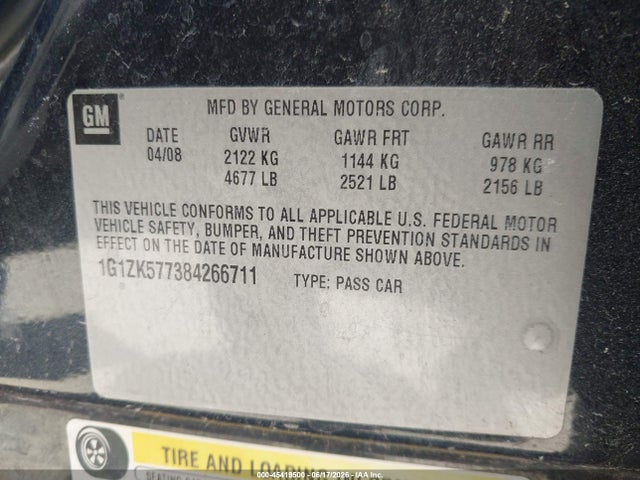 45419500 :رقم المزاد ، 1G1ZK577384266711 vin ، 2008 Chevrolet Malibu Ltz مزاد بيع