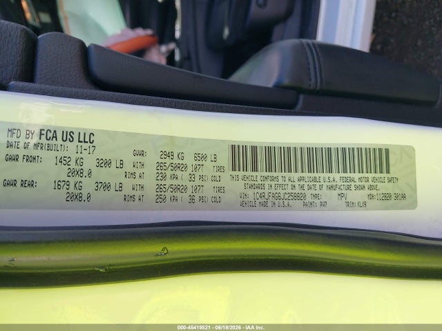 Продажа на аукционе авто 2018 Jeep Grand Cherokee Altitude 4x4, vin: 1C4RJFAG6JC258820, номер лота: 45419521