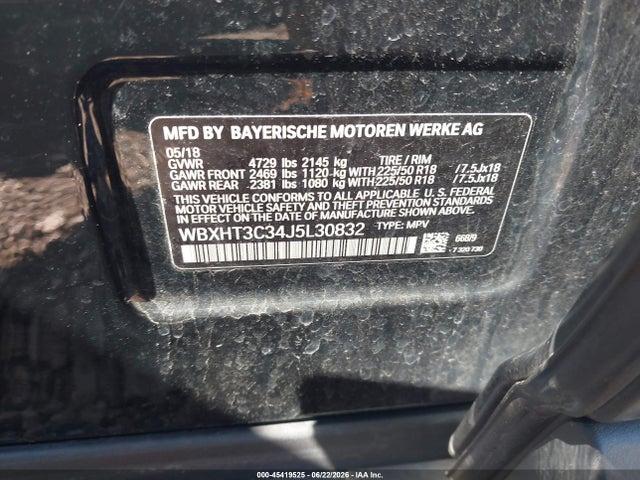 45419525 :رقم المزاد ، WBXHT3C34J5L30832 vin ، 2018 Bmw X1 Xdrive28i مزاد بيع