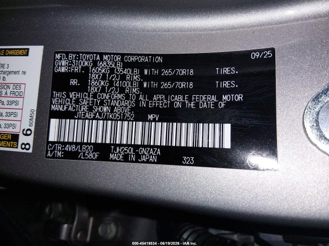 Toyota Land Cruiser 2026 JTEABFAJ7TK051752 Image 9