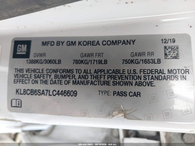 KL8CB6SA7LC446609 Chevrolet Spark Fwd Ls Automatic