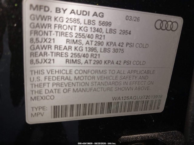Продаж на аукціоні авто 2026 Audi Sq5, vin: WA125AGU3T2013918, номер лоту: 45419609