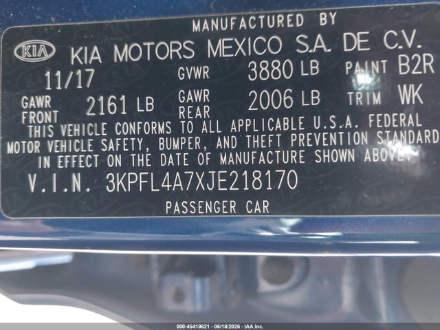 KIA FORTE S 2018 3KPFL4A7XJE218170 Image 9