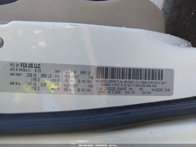 Aukcja sprzedaży 2018 Dodge Grand Caravan Se, vin: 2C4RDGBG1JR304797, numer aukcji: 45419642