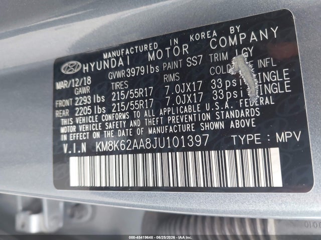 Hyundai Kona Sel 2018 KM8K62AA8JU101397 Image 9