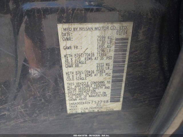 Nissan Frontier Sv 2014 1N6AD0ER4EN752758 Image 9