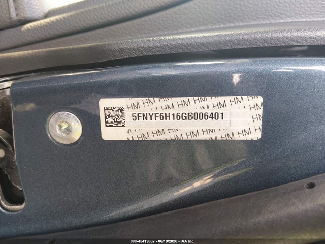 Honda PILOT LX 2016 5FNYF6H16GB006401 Image 9