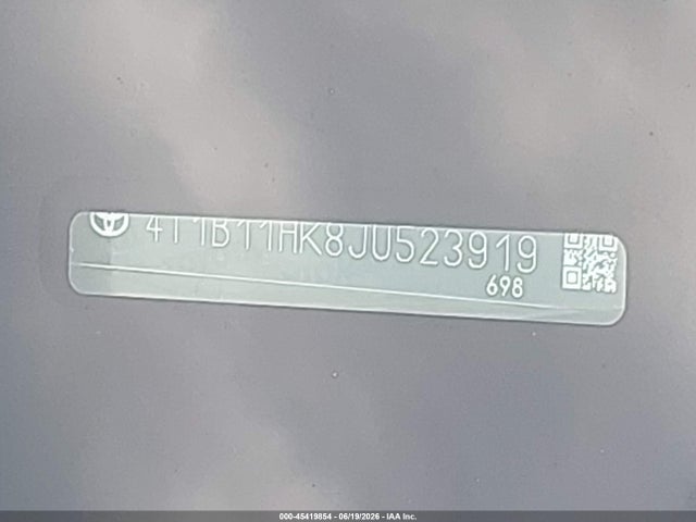4T1B11HK8JU523919 Toyota CAMRY SE
