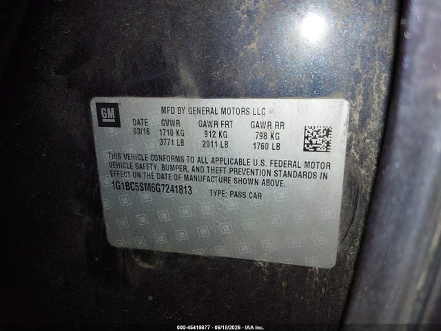 1G1BC5SM6G7241813 Chevrolet Cruze Ls Auto