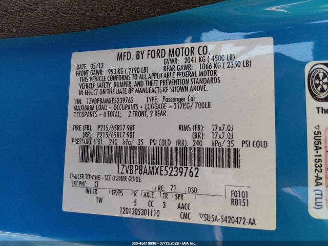 Ford Mustang V6 2014 1ZVBP8AMXE5239762 Image 9
