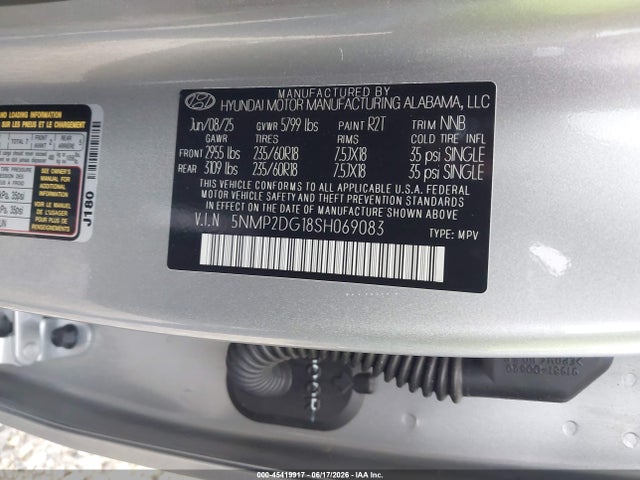 Продажа на аукционе авто 2025 Hyundai Santa Fe Hybrid Sel, vin: 5NMP2DG18SH069083, номер лота: 45419917