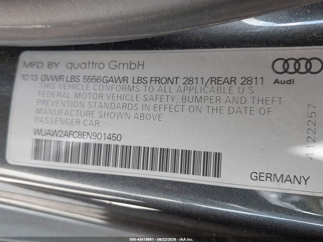 Aukcja sprzedaży 2014 Audi Rs 7 4.0t Prestige, vin: WUAW2AFC8EN901450, numer aukcji: 45419961