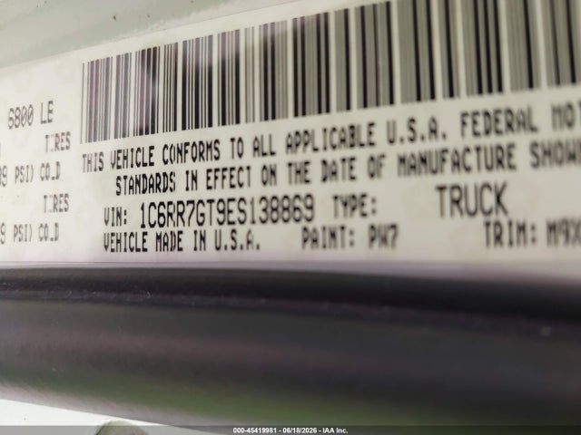 Auction sale of the 2014 Ram 1500 Big Horn, vin: 1C6RR7GT9ES138869, lot number: 45419981