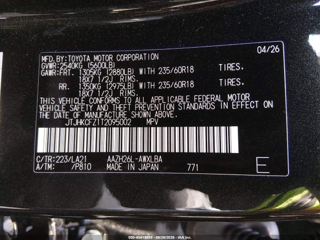 JTJHKCFZ1T2095002 Lexus Nx 450h+ Premium