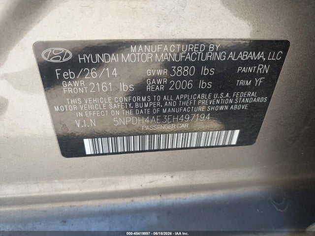 Hyundai ELANTRA SE 2014 5NPDH4AE3EH497194 Image 9