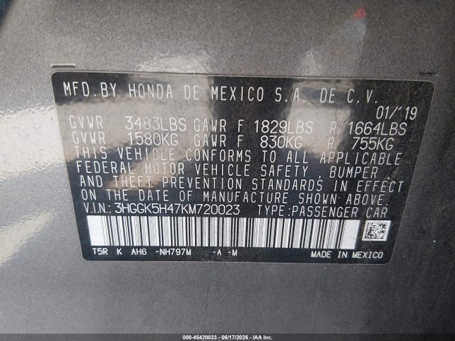 Honda FIT LX 2019 3HGGK5H47KM720023 Image 9