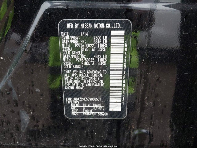 2014 Infiniti Qx80 მანქანა იყიდება აუქციონზე, vin: JN8AZ2NE5E9066531, აუქციონის ნომერი: 45420061