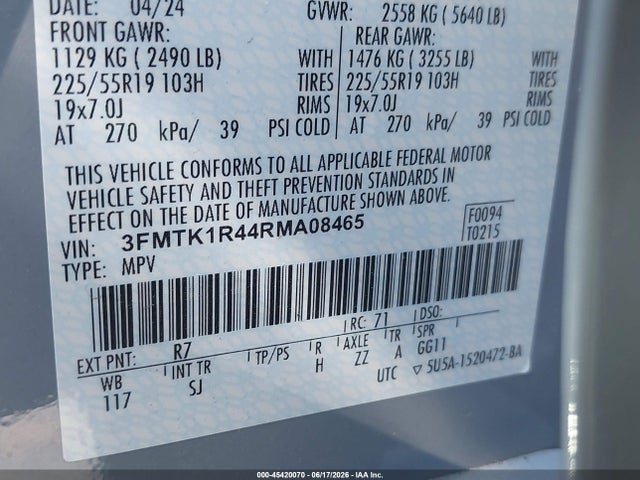3FMTK1R44RMA08465 Ford Mustang Mach-e Select
