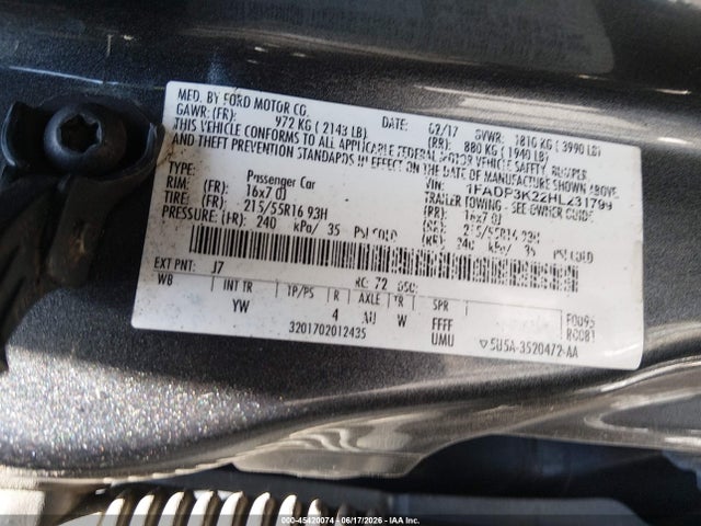 Ford FOCUS SE 2017 1FADP3K22HL231799 Image 9