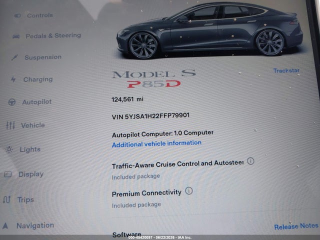 Aukcja sprzedaży 2015 Tesla Model S 70d/85d/p85d, vin: 5YJSA1H22FFP79901, numer aukcji: 45420097