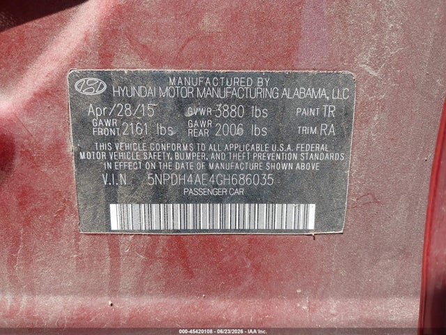 Hyundai ELANTRA SE 2016 5NPDH4AE4GH686035 Image 9