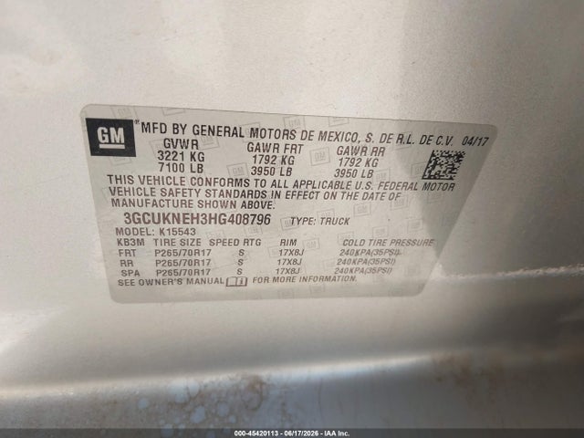 Chevrolet Silverado 1500 Wt 2017 3GCUKNEH3HG408796 Image 9