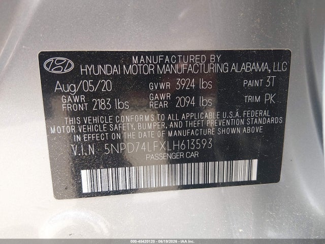 Hyundai ELANTRA SE 2020 5NPD74LFXLH613593 Image 9