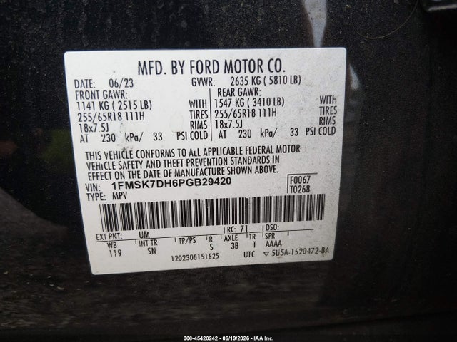 Ford EXPLORER XLT 2023 1FMSK7DH6PGB29420 Image 9