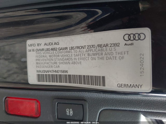 Audi A4 PREMIUM 2017 WAUGNAF47HN015896 Image 9