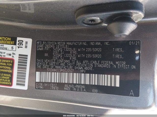 Toyota Sienna Xse 2021 5TDXRKEC9MS020527 Image 9