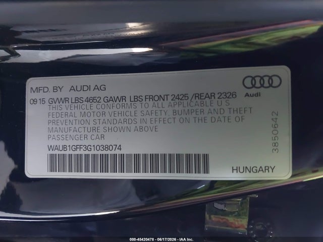 Audi S3 Premium Plus 2016 WAUB1GFF3G1038074 Image 9