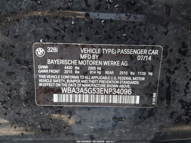 WBA3A5G53ENP34096 BMW 328I