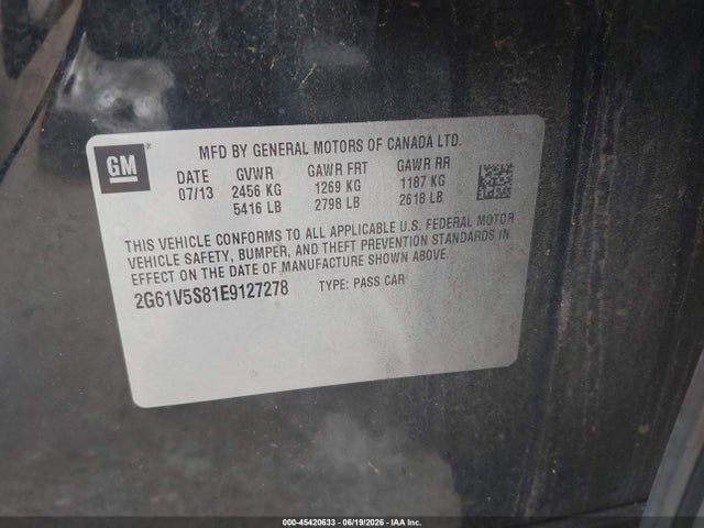 2014 Cadillac Xts Vsport Premium მანქანა იყიდება აუქციონზე, vin: 2G61V5S81E9127278, აუქციონის ნომერი: 45420633