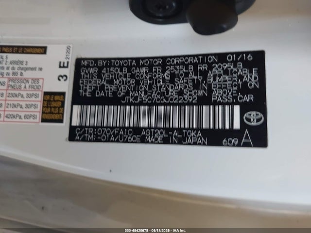 Продажа на аукционе авто 2016 Scion Tc, vin: JTKJF5C70GJ022392, номер лота: 45420678