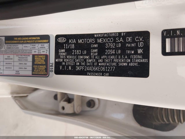 KIA Forte Lxs 2019 3KPF24AD6KE061277 Image 9