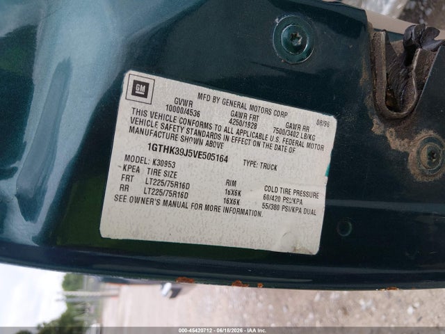 45420712 :رقم المزاد ، 1GTHK39J5VE505164 vin ، 1997 Gmc Sierra 3500 Hd Sl مزاد بيع