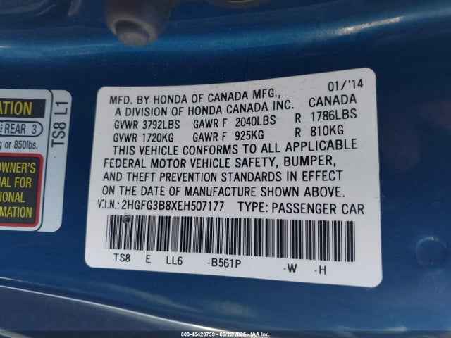2HGFG3B8XEH507177 Honda CIVIC EX