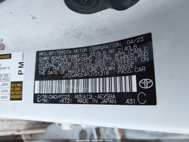Toyota COROLLA SE 2023 JTDS4MCE4PJ101218 Image 9