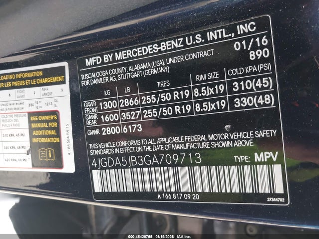 4JGDA5JB3GA709713 Mercedes-Benz GLE 350