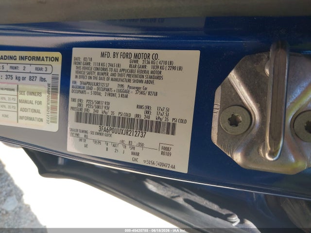 3FA6P0UUXJR212737 Ford Fusion Hybrid S