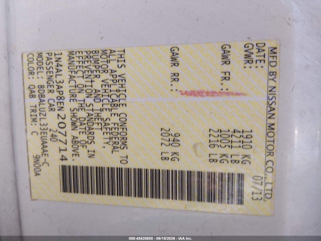 1N4AL3AP8EN207714 Nissan Altima 2.5 Sv