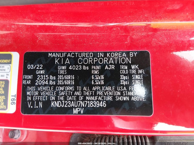 Продаж на аукціоні авто 2022 Kia Soul Lx, vin: KNDJ23AU7N7183946, номер лоту: 45420832