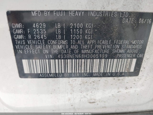 4S3BNEN68H3005199 Subaru Legacy 3.6r Limited